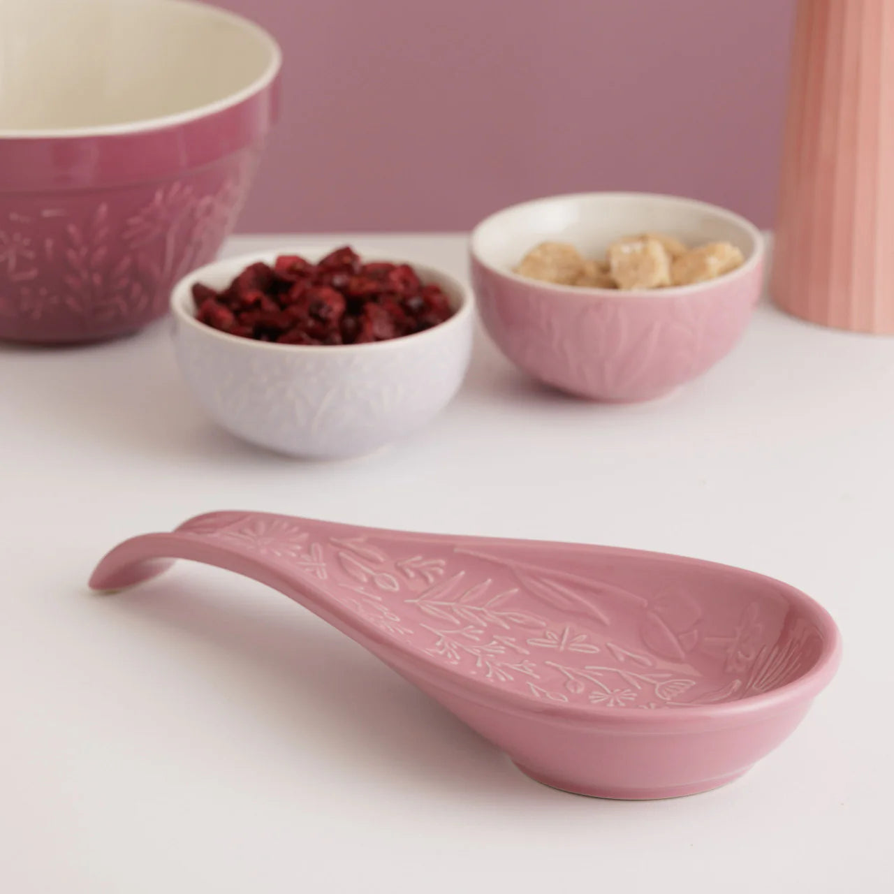 In The Meadow Pink Spoon Rest, 27 x 12 x 3.8cm