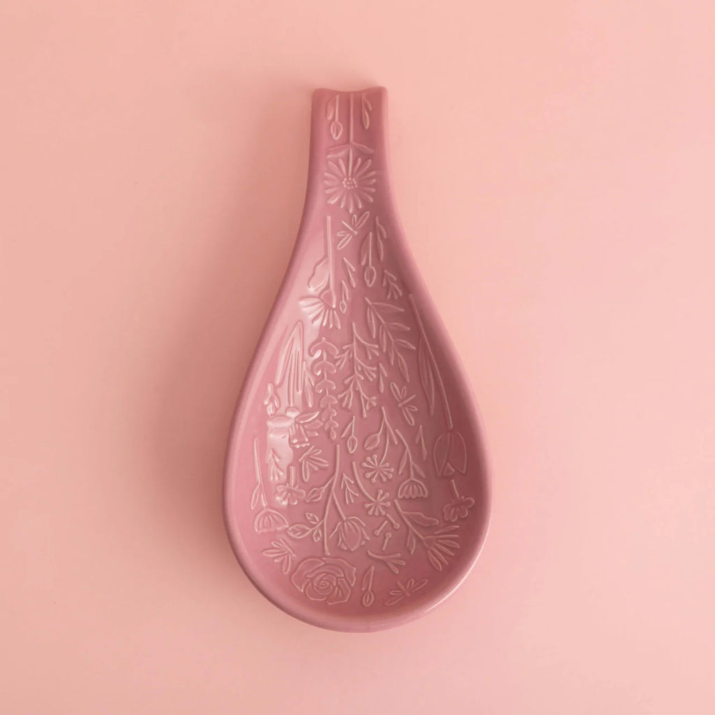 In The Meadow Pink Spoon Rest, 27 x 12 x 3.8cm