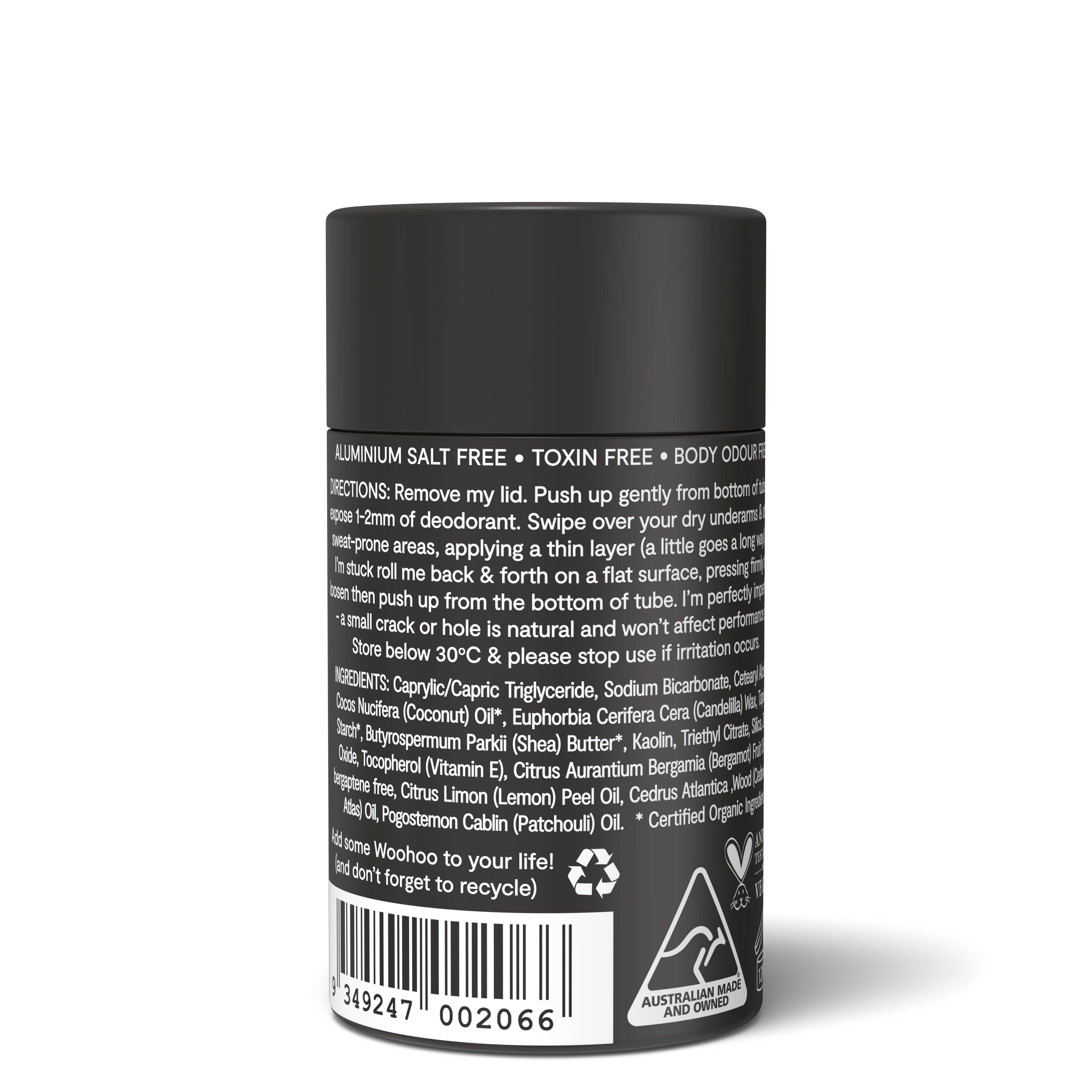 Woohoo Natural Deodorant & Anti-Chafe Stick (Tux) 60g