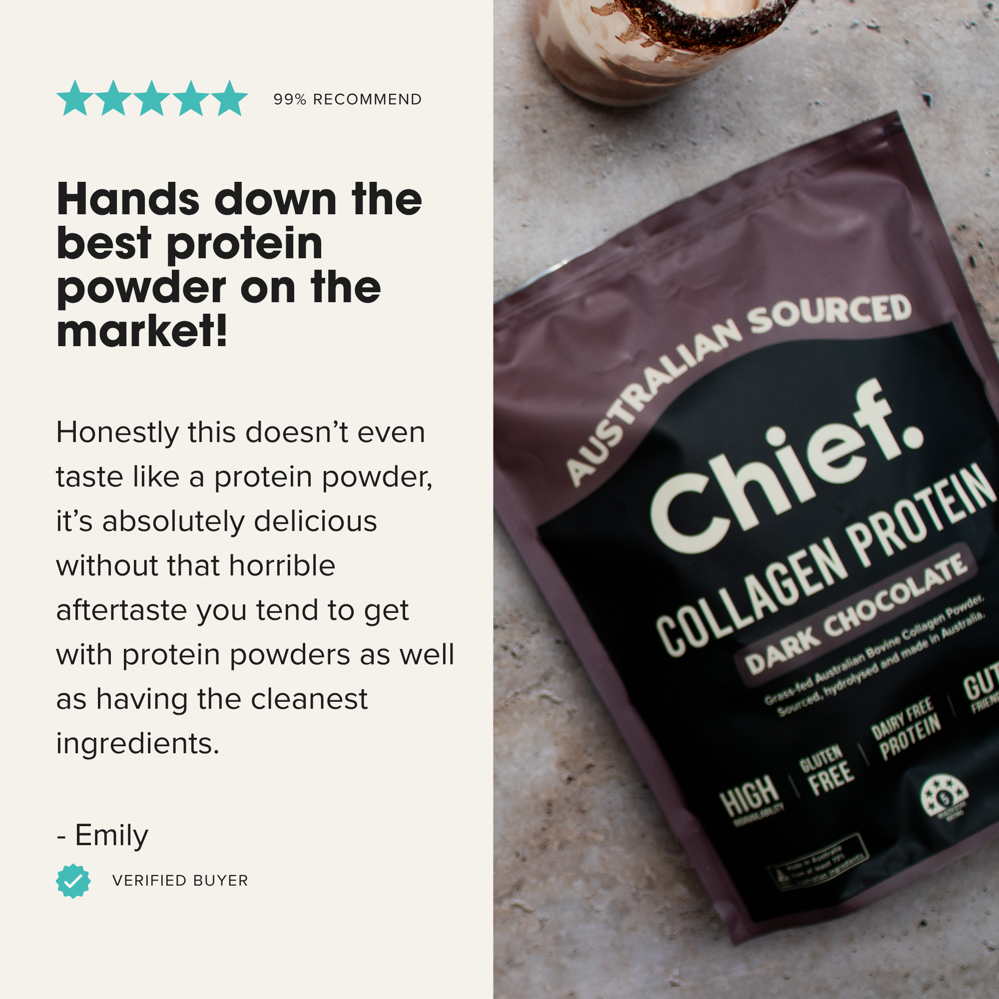 Grass-fed Collagen Protein Powder - Dark Chocolate
