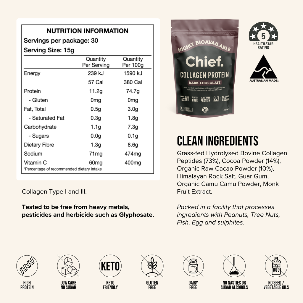 Grass-fed Collagen Protein Powder - Dark Chocolate